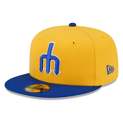 Seattle Mariners Yellow and Royal Trident Logo New Era 59FIFTY Fitted Hat