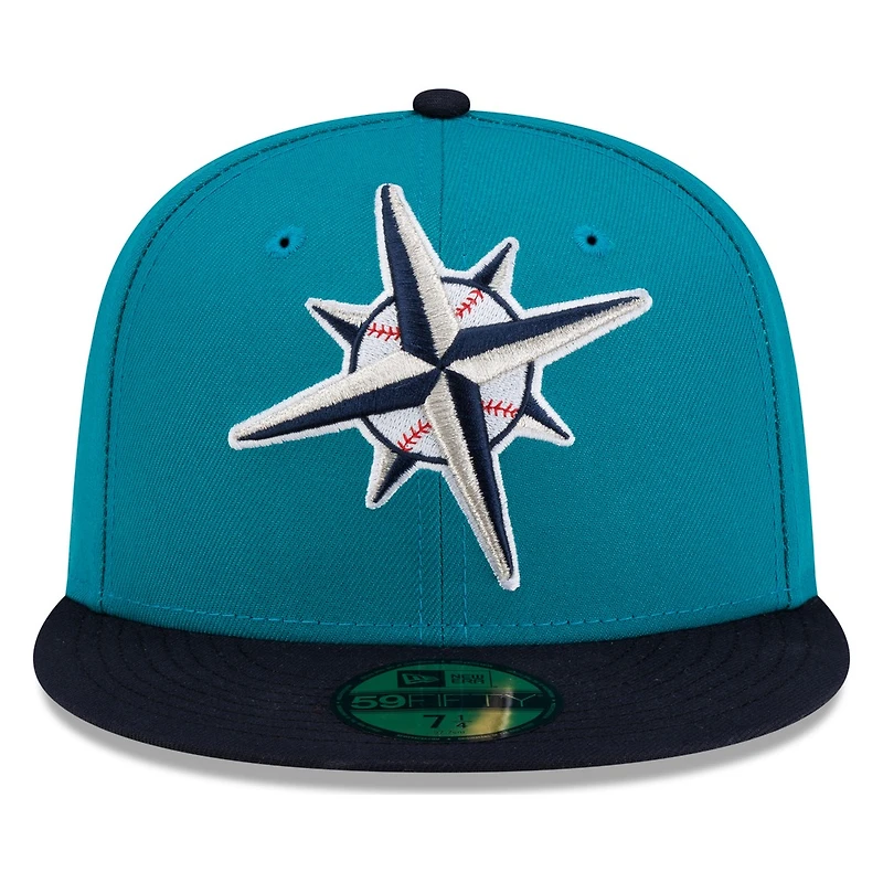 Seattle Mariners Teal and Navy Compass Logo New Era 59FIFTY Fitted Hat