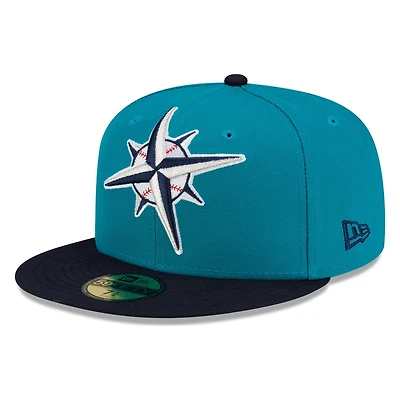 Seattle Mariners Teal and Navy Compass Logo New Era 59FIFTY Fitted Hat