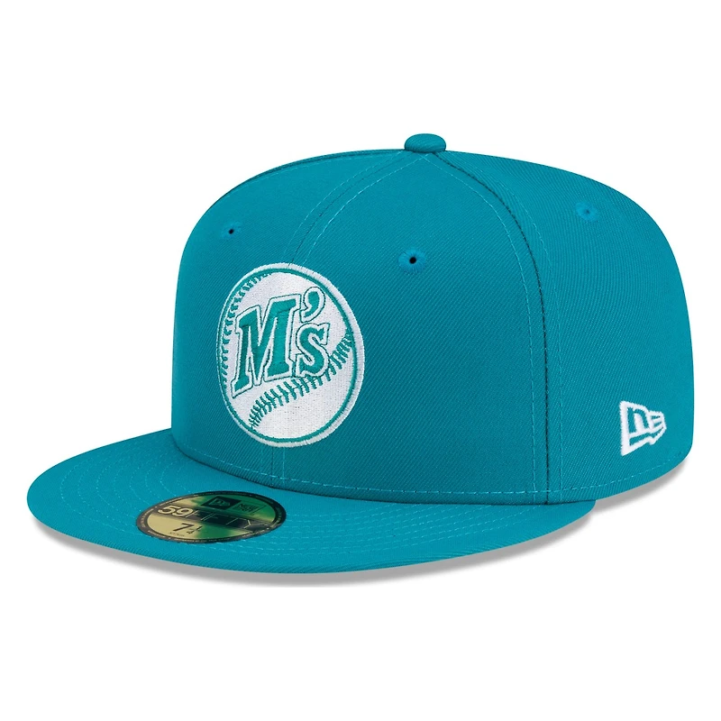 Seattle Mariners Teal Tonal M's Logo New Era 59FIFTY Fitted Hat