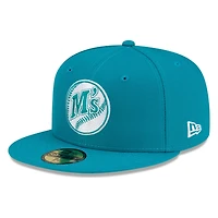 Seattle Mariners Teal Tonal M's Logo New Era 59FIFTY Fitted Hat