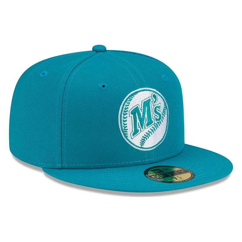 Seattle Mariners Teal Tonal M's Logo New Era 59FIFTY Fitted Hat