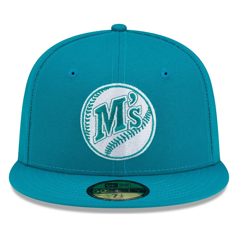 Seattle Mariners Teal Tonal M's Logo New Era 59FIFTY Fitted Hat