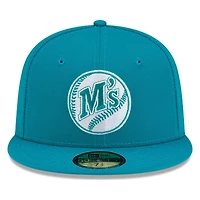 Seattle Mariners Teal Tonal M's Logo New Era 59FIFTY Fitted Hat