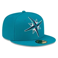 Seattle Mariners Teal Tonal Compass Logo New Era 59FIFTY Fitted Hat