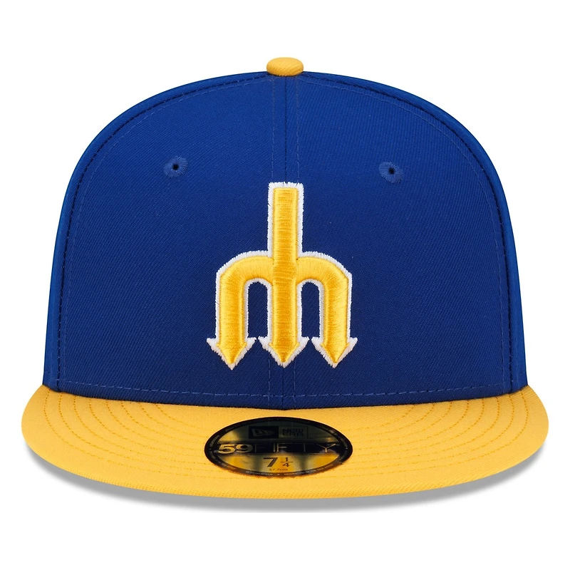 Seattle Mariners Royal and Yellow Trident Logo New Era 59FIFTY Fitted Hat