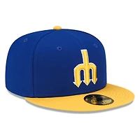 Seattle Mariners Royal and Yellow Trident Logo New Era 59FIFTY Fitted Hat