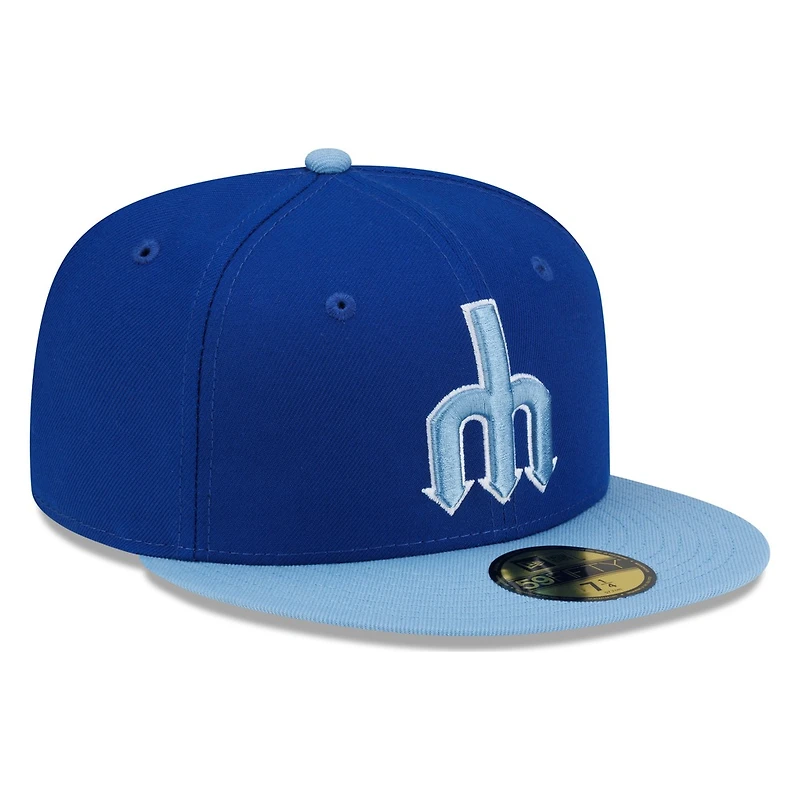 Seattle Mariners Royal and Light Blue Trident Logo New Era 59FIFTY Fitted Hat