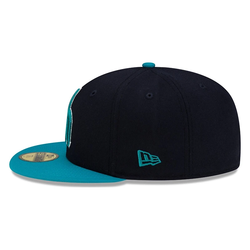 Seattle Mariners Navy and Teal Trident Logo New Era 59FIFTY Fitted Hat