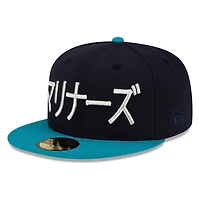 Seattle Mariners Navy and Teal Kanji 2001 All-Star Game Patch New Era 59FIFTY Fitted Hat