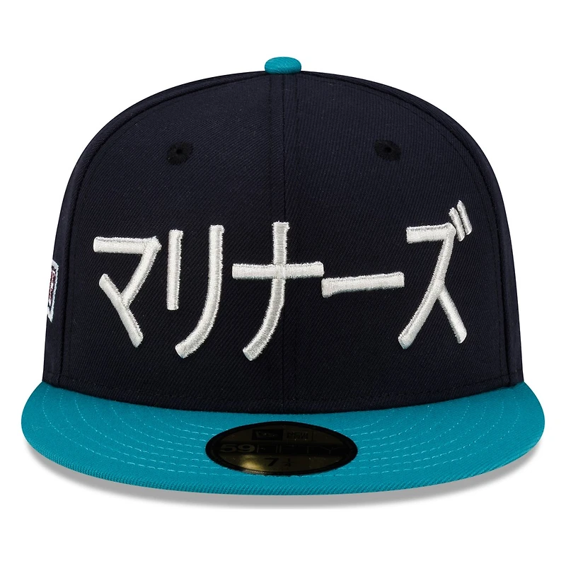 Seattle Mariners Navy and Teal Kanji 2001 All-Star Game Patch New Era 59FIFTY Fitted Hat