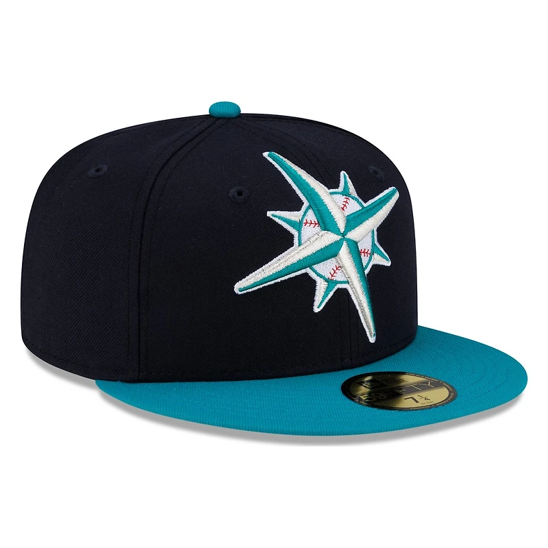 Seattle Mariners Navy and Teal Compass Logo New Era 59FIFTY Fitted Hat