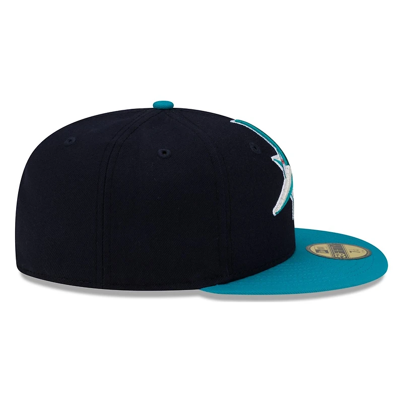 Seattle Mariners Navy and Teal Compass Logo New Era 59FIFTY Fitted Hat