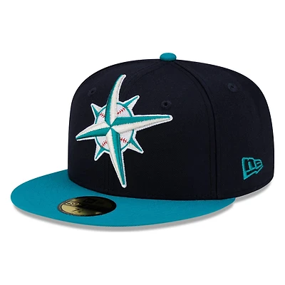 Seattle Mariners Navy and Teal Compass Logo New Era 59FIFTY Fitted Hat