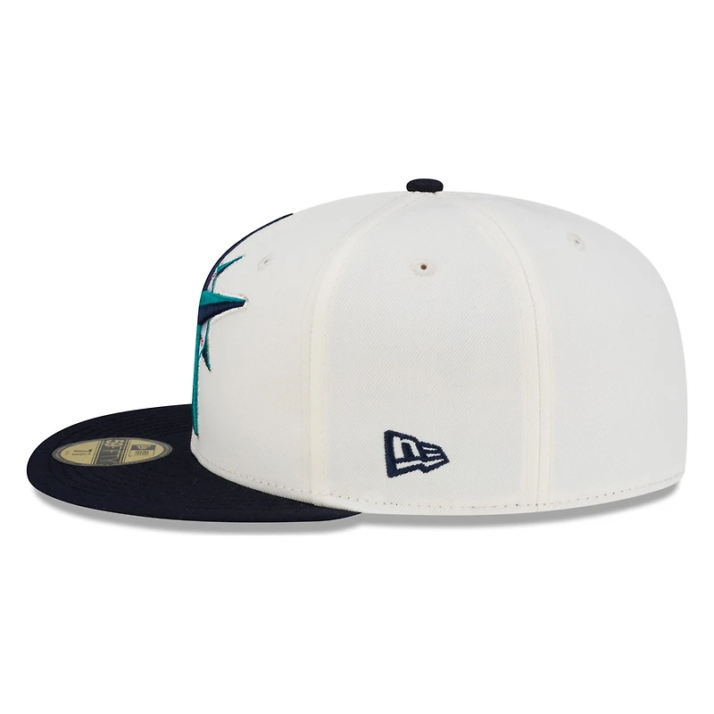 Seattle Mariners Chrome and Navy Compass Logo New Era 59FIFTY Fitted Hat