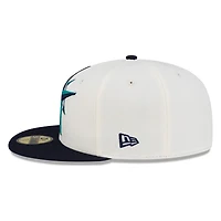 Seattle Mariners Chrome and Navy Compass Logo New Era 59FIFTY Fitted Hat