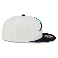 Seattle Mariners Chrome and Navy Compass Logo New Era 59FIFTY Fitted Hat