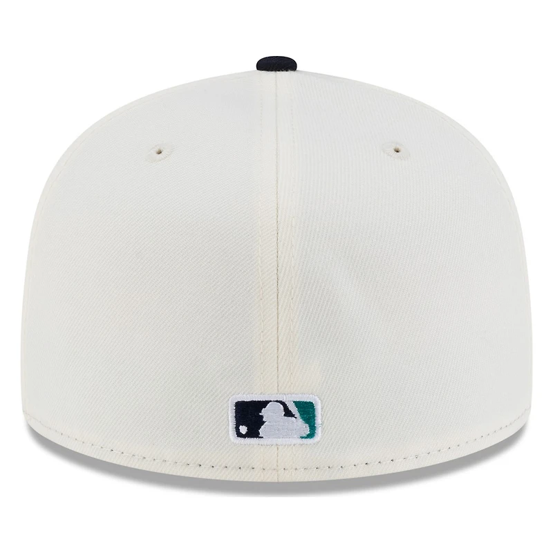 Seattle Mariners Chrome and Navy Compass Logo New Era 59FIFTY Fitted Hat