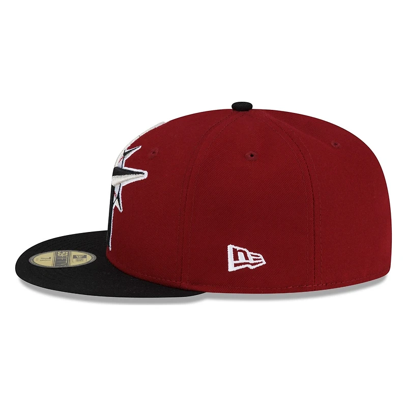 Seattle Mariners Cardinal Red and Black Compass Logo New Era 59FIFTY Fitted Hat