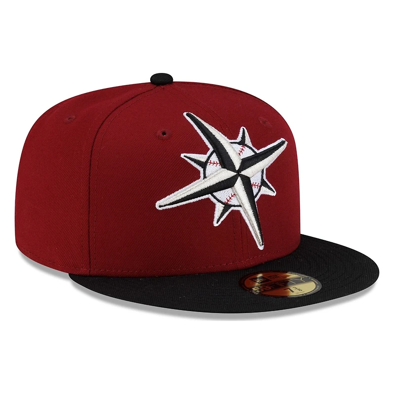 Seattle Mariners Cardinal Red and Black Compass Logo New Era 59FIFTY Fitted Hat