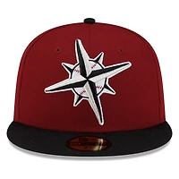 Seattle Mariners Cardinal Red and Black Compass Logo New Era 59FIFTY Fitted Hat