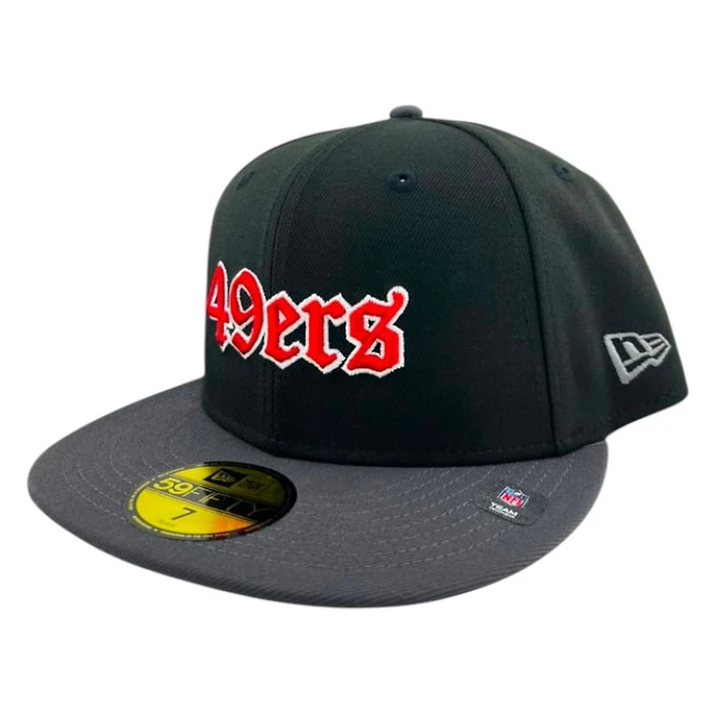 San Francisco 49ers Black and Graphite NFL Old English Gray UV New Era 59FIFTY Fitted Hat