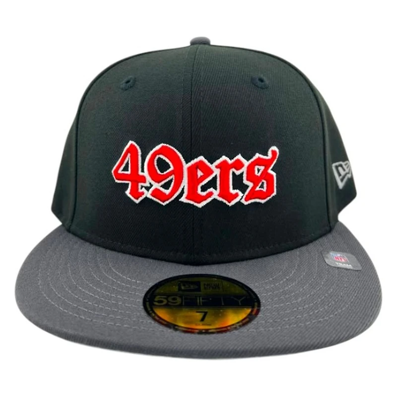 San Francisco 49ers Black and Graphite NFL Old English Gray UV New Era 59FIFTY Fitted Hat