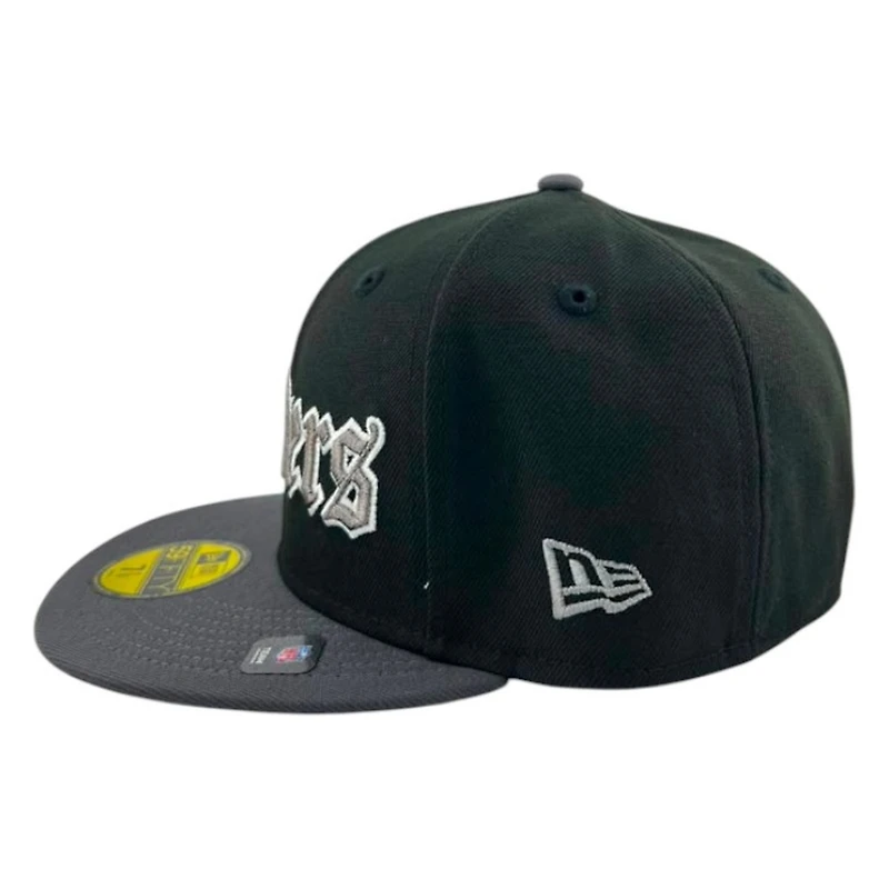 Las Vegas Raiders Black and Graphite NFL Old English Gray UV New Era 59FIFTY Fitted Hat