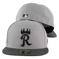 Kansas City Royals Gray and Black Two Tone Grey UV New Era 59FIFTY Fitted Hat
