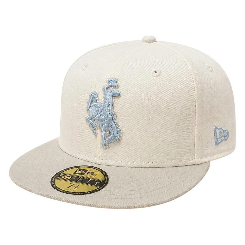 Wyoming Cowboys Chrome Two Tone Steamboat Logo New Era 59FIFTY Fitted Hat