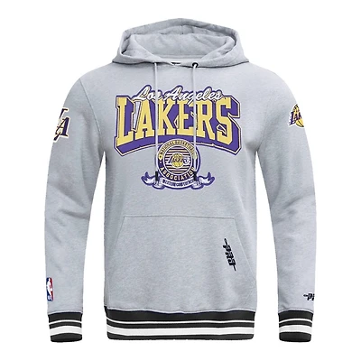 Los Angeles Lakers Heather Gray Team Badge Pro Standard Rib FLC PO Hoodie