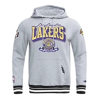 Los Angeles Lakers Heather Gray Team Badge Pro Standard Rib FLC PO Hoodie