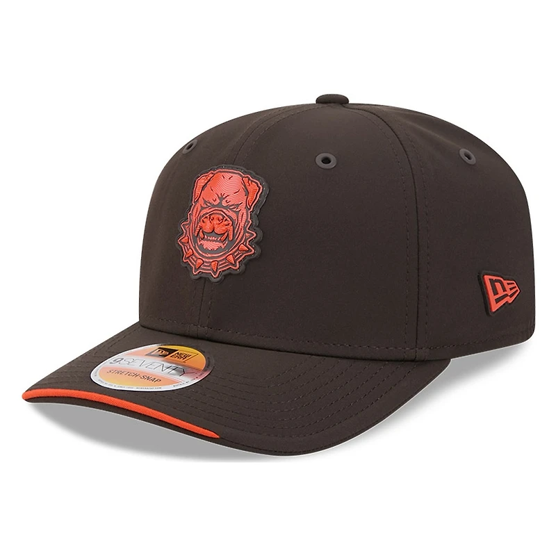 Cleveland Browns Brown Historic Throwback Dawg Logo 2026 NFL Sideline New Era 9SEVENTY Adjustable Snapback Hat