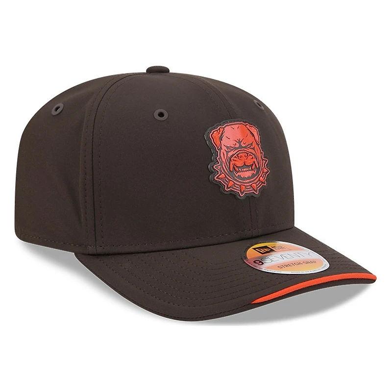 Cleveland Browns Brown Historic Throwback Dawg Logo 2026 NFL Sideline New Era 9SEVENTY Adjustable Snapback Hat