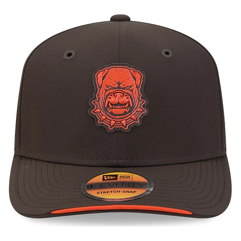 Cleveland Browns Brown Historic Throwback Dawg Logo 2026 NFL Sideline New Era 9SEVENTY Adjustable Snapback Hat