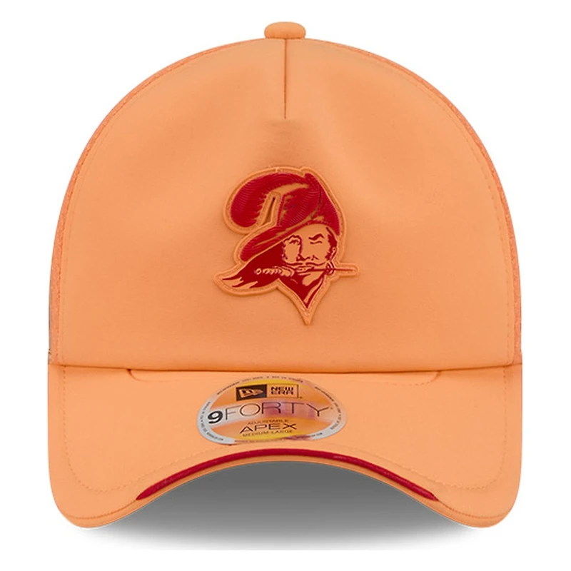 Tampa Bay Buccaneers Orange Historic Throwback 2026 NFL Sideline New Era 9FORTY Apex Adjustable Trucker Hat