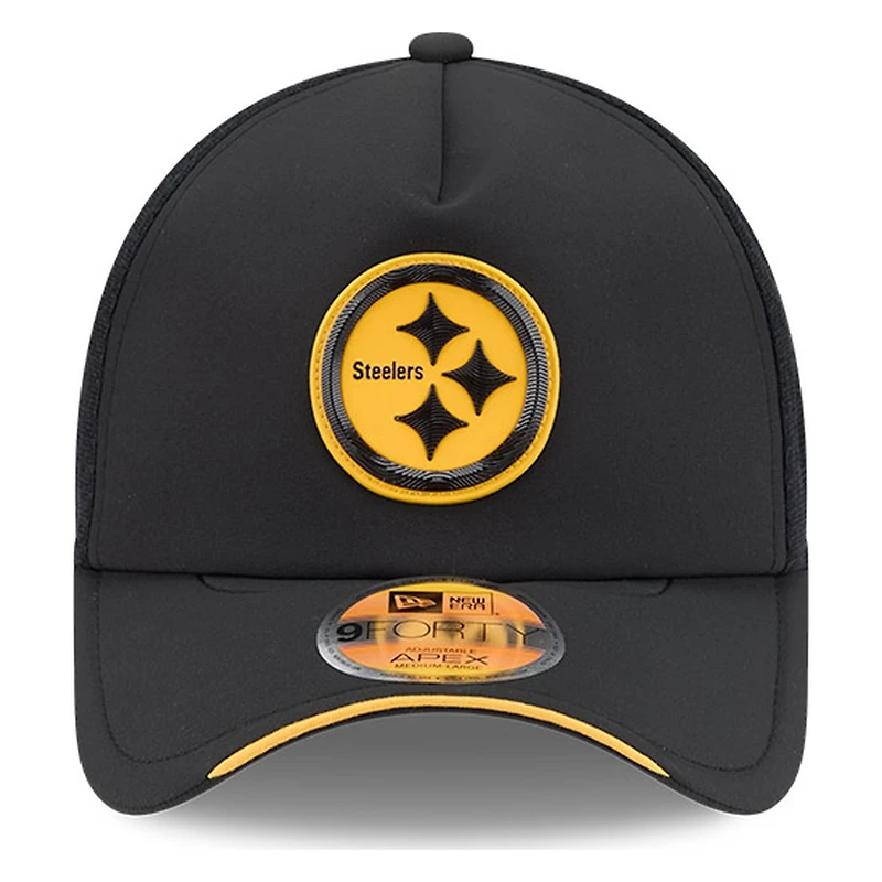 Pittsburgh Steelers Black 2026 NFL Sideline New Era 9FORTY Apex Adjustable Trucker Hat
