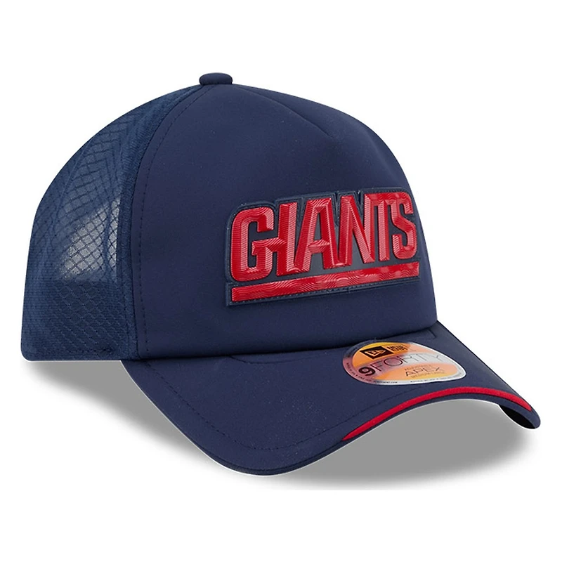 New York Giants Navy Historic Throwback 2026 NFL Sideline Era 9FORTY Apex Adjustable Trucker Hat