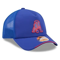 New England Patriots Royal Blue Historic Throwback 2026 NFL Sideline Era 9FORTY Apex Adjustable Trucker Hat