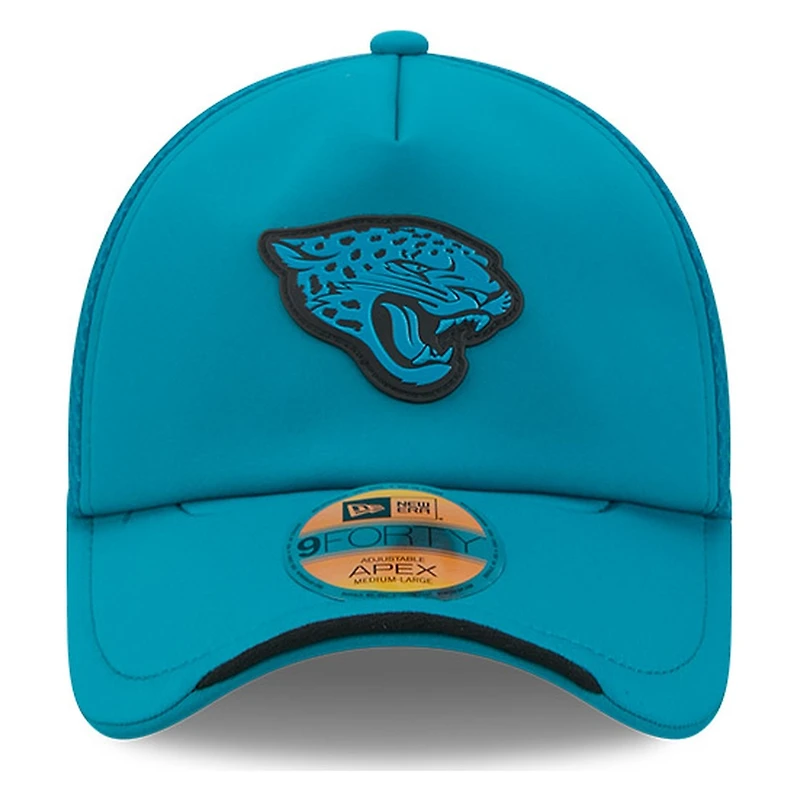 Jacksonville Jaguars Teal 2026 NFL Sideline New Era 9FORTY Apex Adjustable Trucker Hat