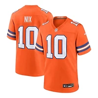 Youth Denver Broncos Bo Nix Orange Alternate Mile High 1977 Throwback Nike Game Jersey
