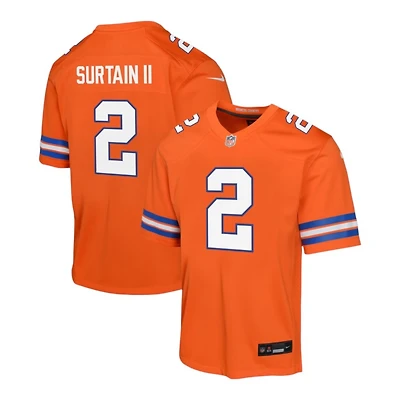Youth Denver Broncos Patrick Surtain II Orange Alternate Mile High 1977 Throwback Nike Game Jersey