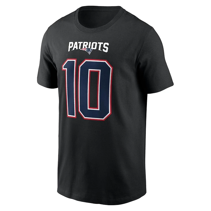 New England Patriots Drake Maye Black Name & Number Nike T-Shirt