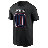 New England Patriots Drake Maye Black Name & Number Nike T-Shirt