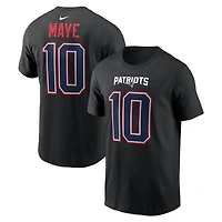 New England Patriots Drake Maye Black Name & Number Nike T-Shirt