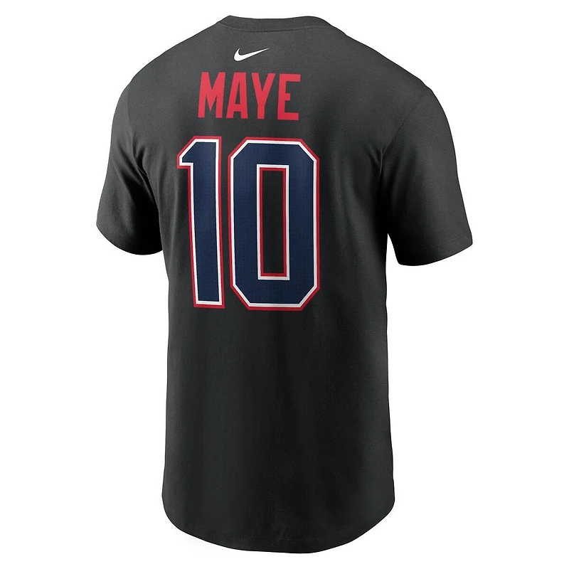 New England Patriots Drake Maye Black Name & Number Nike T-Shirt