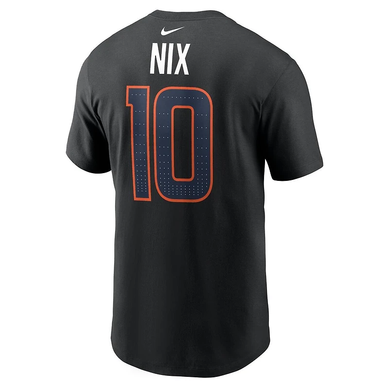 Denver Broncos Bo Nix Black Name & Number Nike T-Shirt