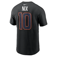 Denver Broncos Bo Nix Black Name & Number Nike T-Shirt