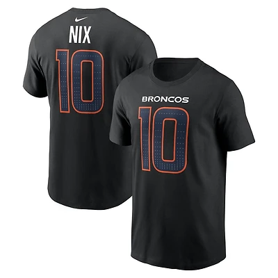 Denver Broncos Bo Nix Black Name & Number Nike T-Shirt