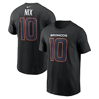 Denver Broncos Bo Nix Black Name & Number Nike T-Shirt